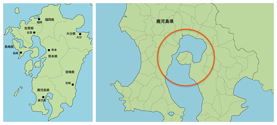 鹿児島の錦江湾周辺地図
